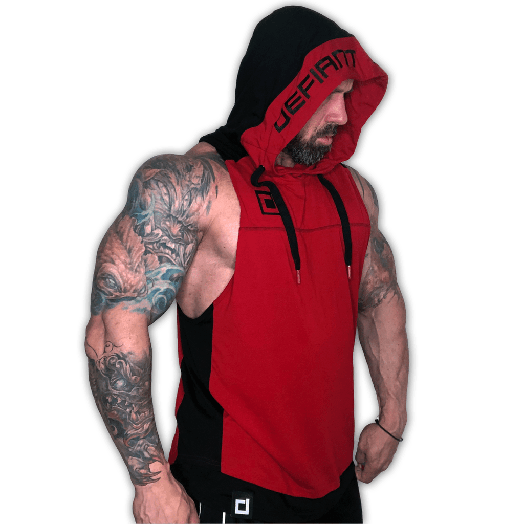 Dual Tone Tune DISSIDENT Out Hoodie - Red/Black